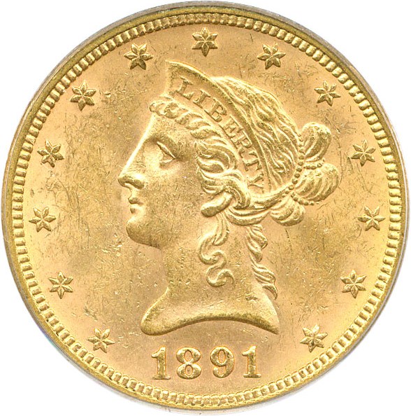 image for: 1891 $10 PCGS MS63
