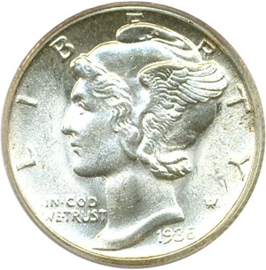 image for: 1935-S 10c PCGS MS67 FB