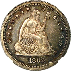 image for: 1869 25c NGC/CAC Proof 64
