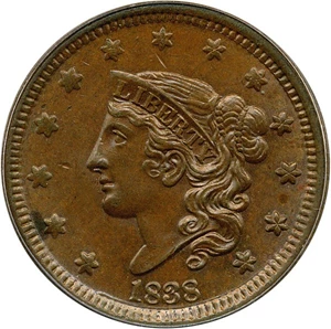 image for: 1838 1c PCGS/CAC MS64 BN