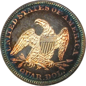 image for: 1865 25c PCGS Proof 65 Cameo * Color *