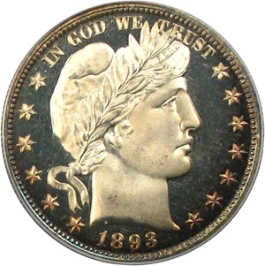 image for: 1893 50c PCGS Proof 65+ DCameo