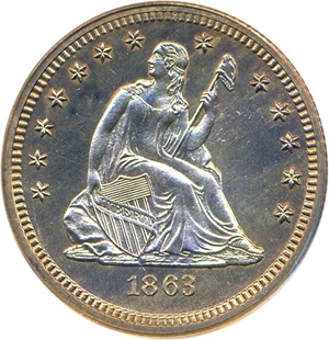 image for: 1863 25c PCGS/CAC Proof 63
