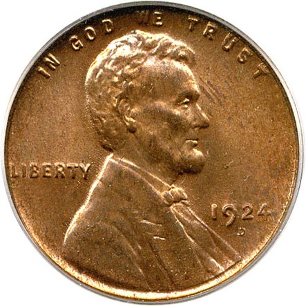 image for: 1924-D 1c PCGS MS64 RD OGH