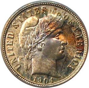 image for: 1904 10c PCGS MS65
