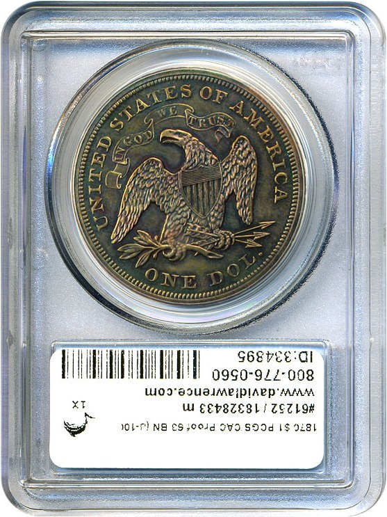 image for: 1870 $1 PCGS/CAC Proof 63 BN (Judd-1005) ex: Simpson