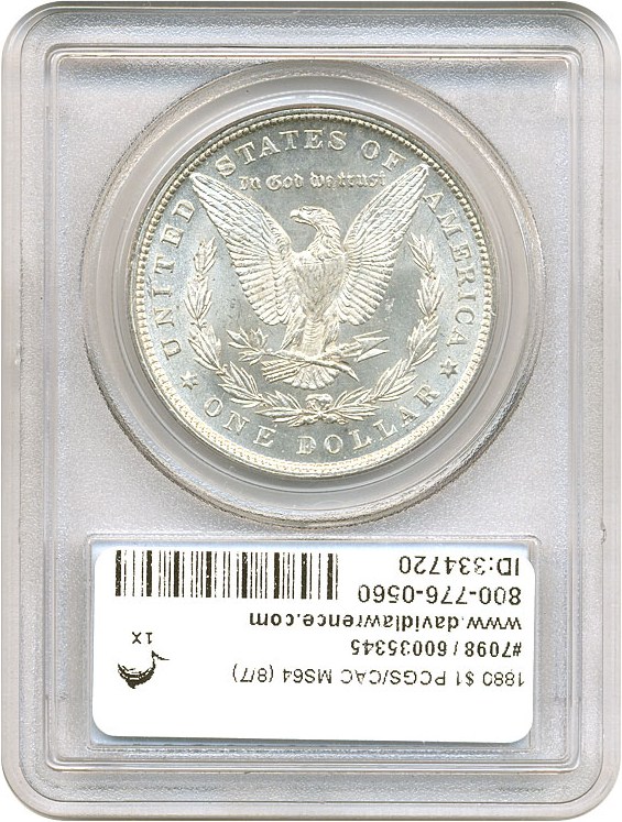 image for: 1880 $1 PCGS/CAC MS64 (8/7)
