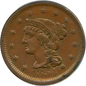 image for: 1854 1c PCGS AU50