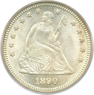 image for: 1890 25c PCGS MS65