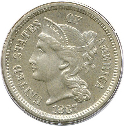 image for: 1887 3cN PCGS/CAC Proof 65 OGH