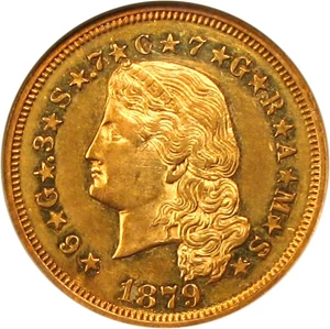 1879 Stella Gold $4 Flowing Hair Four Dollar Piece - Early Gold