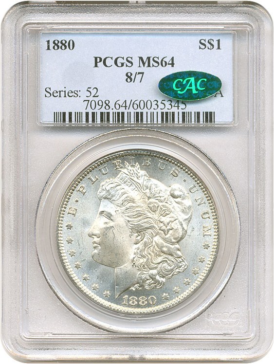 image for: 1880 $1 PCGS/CAC MS64 (8/7)