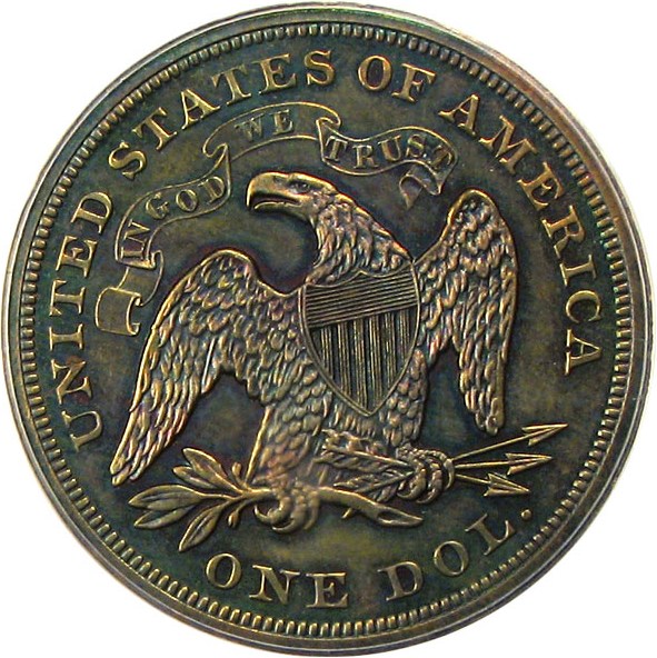 image for: 1870 $1 PCGS/CAC Proof 63 BN (Judd-1005) ex: Simpson