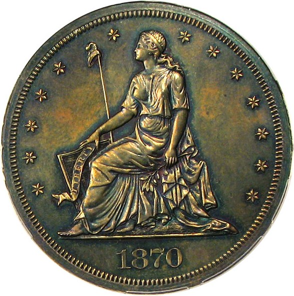 image for: 1870 $1 PCGS/CAC Proof 63 BN (Judd-1005) ex: Simpson