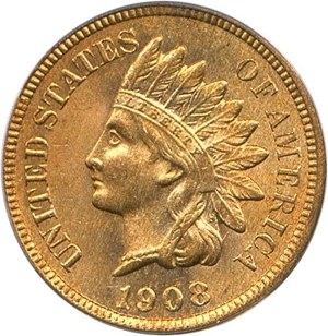 image for: 1908-S 1c PCGS MS65 RD