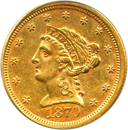 image for: 1870-S $2 1/2 PCGS AU50