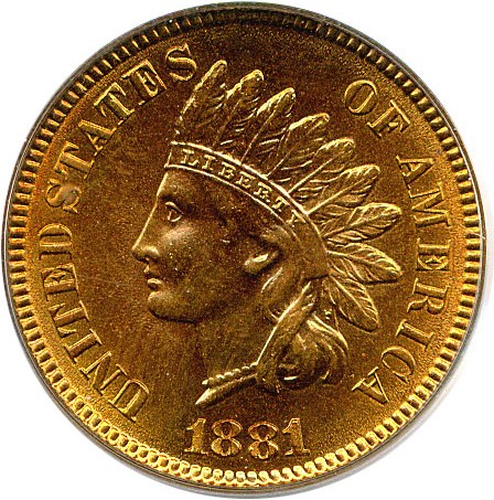 image for: 1881 1c PCGS MS65 RD OGH