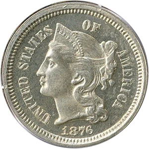 image for: 1876 3cN PCGS Proof 65 OGH