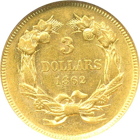 image for: 1862 $3 NGC/CAC AU58