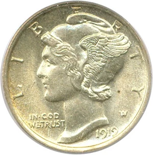 image for: 1919-D 10c PCGS MS63 FB