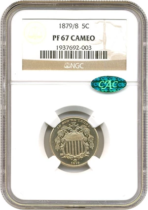 image for: 1879/8 5c NGC/CAC Proof 67 Cameo