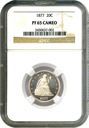 image for: 1877 20c NGC Proof 65 Cameo