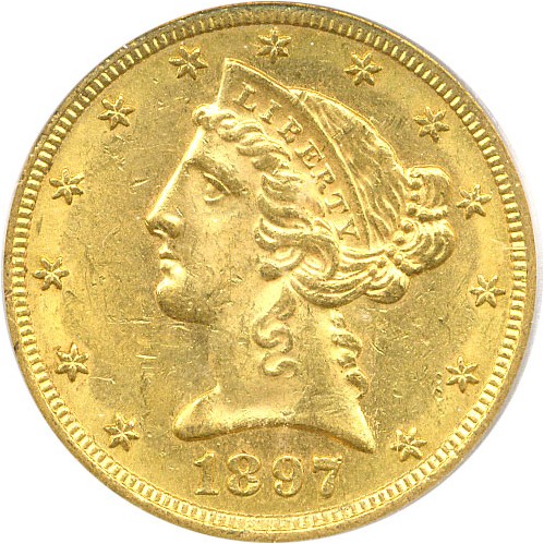 image for: 1897-S $5 PCGS MS62