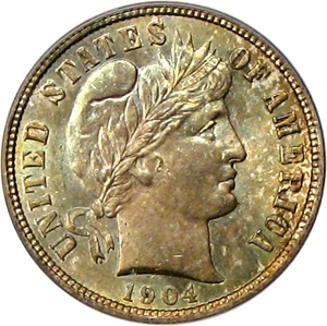 image for: 1904 10c PCGS/CAC MS65