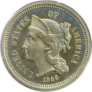 image for: 1866 3cN PCGS Proof 65 OGH