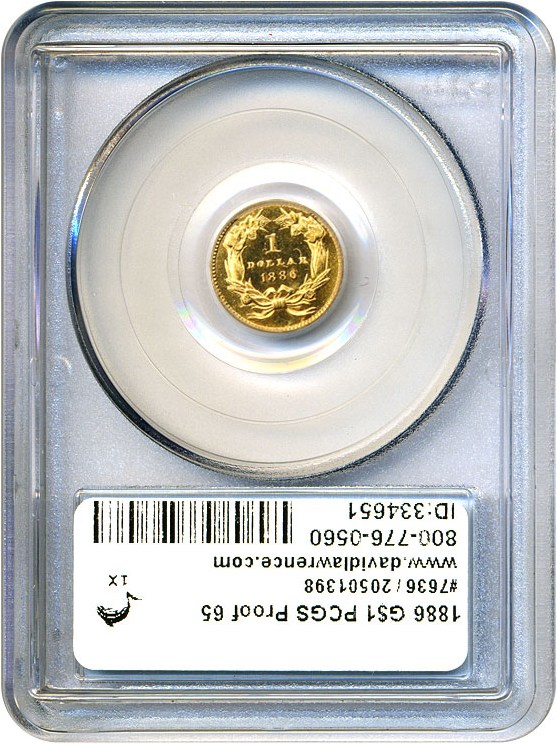 image for: 1886 G$1 PCGS Proof 65