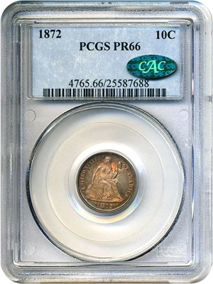 image for: 1872 10c PCGS/CAC Proof 66