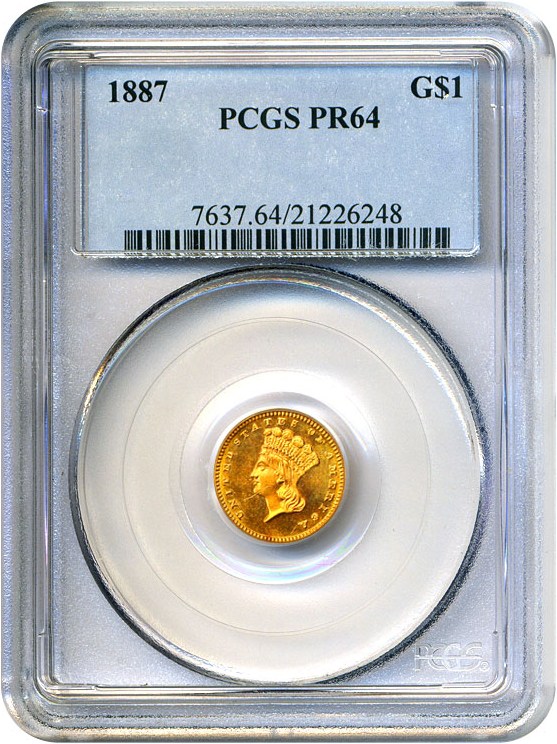 image for: 1887 G$1 PCGS Proof 64
