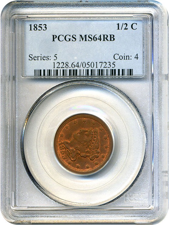 image for: 1853 1/2c PCGS MS64 RB
