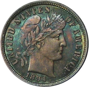 image for: 1894 10c PCGS/CAC MS65