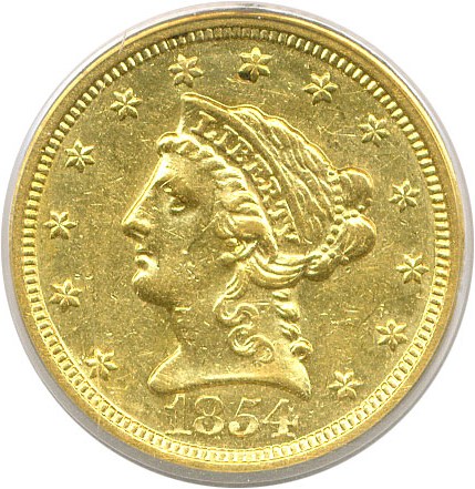 image for: 1854-O $2 1/2 PCGS AU53