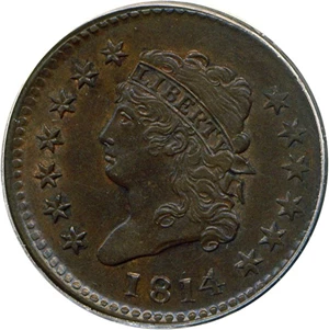 image for: 1814 1c PCGS/CAC AU58 (Plain 4)