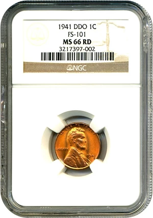 image for: 1941 1c NGC MS66 RD (DDO, FS-101)