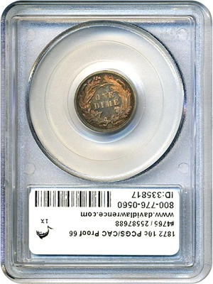 image for: 1872 10c PCGS/CAC Proof 66