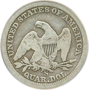 image for: 1864-S 25c PCGS VG-8