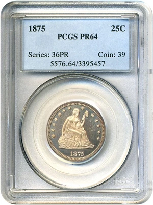 image for: 1875 25c PCGS Proof 64