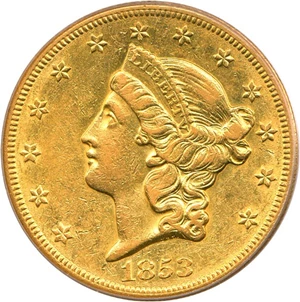 image for: 1853-O $20 PCGS AU55
