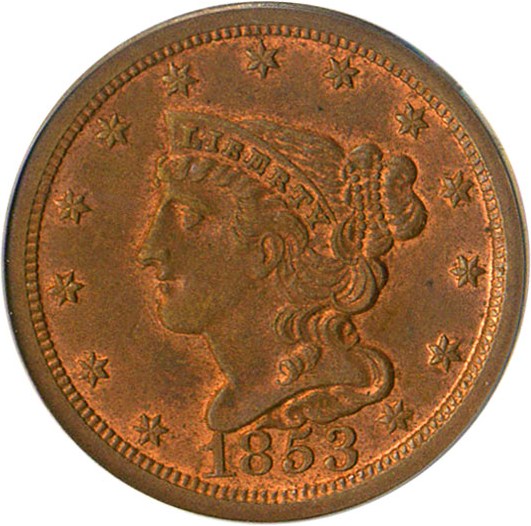 image for: 1853 1/2c PCGS MS64 RB