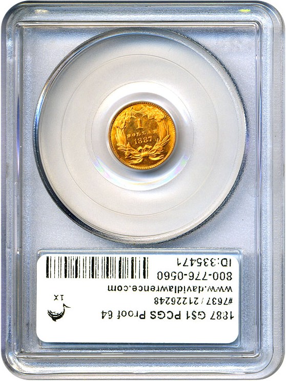 image for: 1887 G$1 PCGS Proof 64
