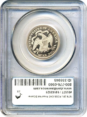 image for: 1876 25c PCGS/CAC Proof 64 DCameo
