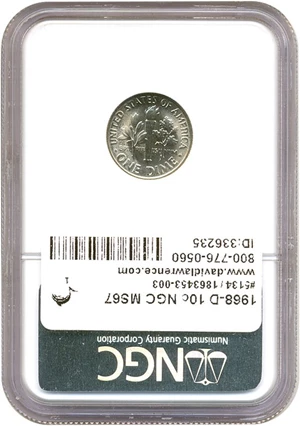 image for: 1968-D 10c NGC MS67