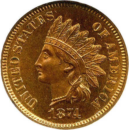 image for: 1874 1c NGC Proof 65 RD