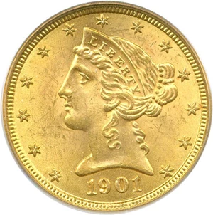 image for: 1901 $5 PCGS/CAC MS63 OGH