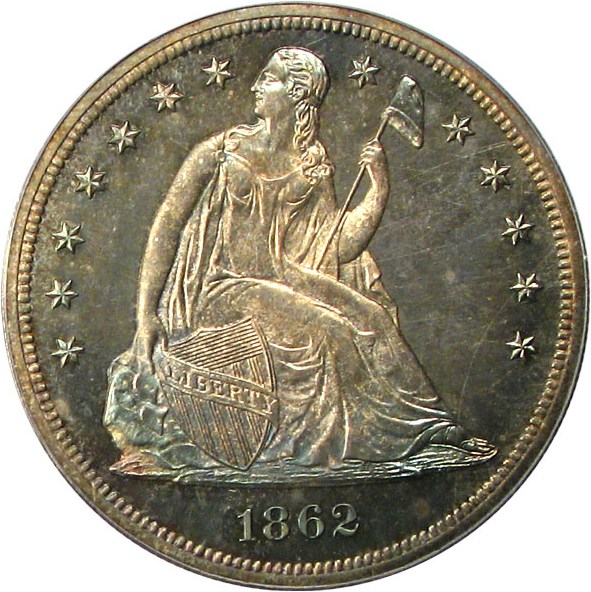 image for: 1862 $1 PCGS Secure/CAC Proof 65