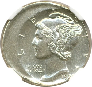 image for: Mint Error: 1920-D 10c NGC AU58 (Struck 10% Off Center)