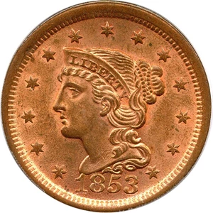 image for: 1853 1c PCGS MS65 RB